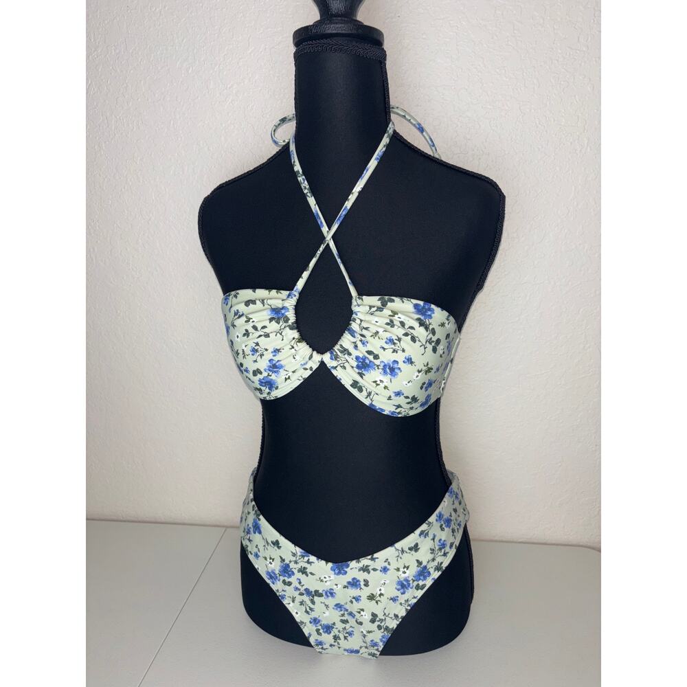 Abercrombie Bikini Upside Down Halter Triangle Top MidRise High-Leg Bottoms Swim